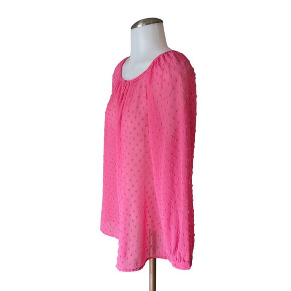 Cynthia Rowley Blouse Small Long Sleeve Sheer Pink Flowy Cottagecore Romantic - Picture 4 of 8